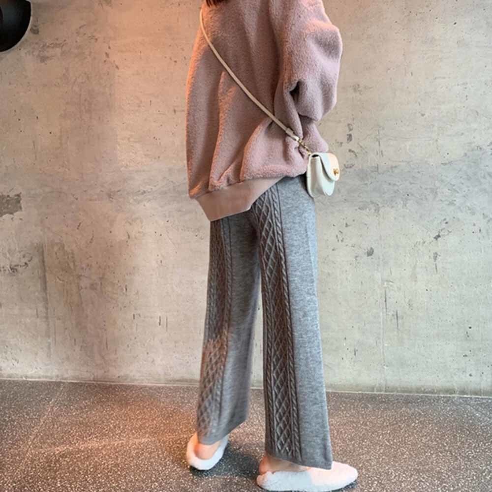 Kukombo  2022 Autumn Winter Twist Knitted Pants Stretch High Waist Korean Ankle Trousers Causal Solid Women Sweater Pants