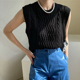 Kukombo 2022 Y2K Spring Autunm Women Sweaters Waistcoat Sleeveless Korean Style Knitted Vintage Wild Lady Short Vests SWV3277