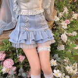 Kukombo  Japanese Kawaii Mini Skirt Women Summer Casual Designer Elegant Lolita Sexy Skirt High Waist Lace Bandage Y2k Sweet Skirt 2022 K106(1)