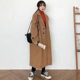 Christmas Gift Woman Long Coat Fashion Korean Student Style Retro Versatile Windbreaker Casual Warm Woolen Coat Oversize 2021 Spring Women Coat
