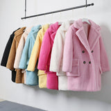 Christmas Gift Candy Color Long Teddy Coat Women Jacket 2021 Autumn Winter Thick Warm Padded Jackets Coats Oversized Ladies Lambswool Fur Coats