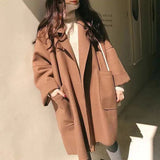 Christmas Gift Woman Long Coat Korean Preppy Style Long Loose Oversized Coat Solid Color Lapel Show Thin Black 2021 Autumn Women Thin Coat