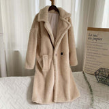 Christmas Gift Luxury Fashion Leopard Long Teddy Bear Jackets Coats Women 2021 Winter Thick Warm Outerwear Brand Fashion Faux Fur Coat Female