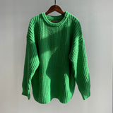 Christmas Gift Msfancy Fall Sweaters Women Korean Fashion Blue O-neck Knitted Oversized Pullovers 2021 Long Sleeve Casual Tops