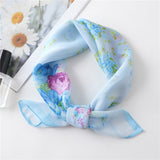 Kukombo 2022 Women Chiffon Hair Scarf Square Neck Scarves Bag Handle Tie Foulard Lady Neckerchief Bandana Shawls and Wraps