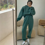 Kukombo 2022 Spring Women Hoodies Sweatshirt Tracksuit Fleece Cotton 2 Pieces Sets Pants Suits