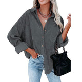 Christmas Gift Autumn Corduroy Jacket Woman Long Shirt Jacket Women Button Coat Jackets Women Fashion Overshirt Loose Coat Female 2021