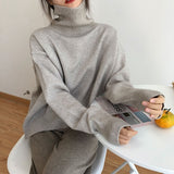 Kukombo Christmas Gift Hirsionsan Turtle Neck Cashmere Sweater Women Korean Style Elegant Thick Warm Female Knitted Pullovers Loose Casual Outwear 2023