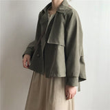 Christmas Gift New 2021 Autumn Winter Women's Cargo Windbreaker Casual Vintage Pockets Outerwear Oversize Short Trench Tops JK7962