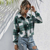 Christmas Gift 2021 Autumn Plaid Jacket Women Winter Overshirt Checkered Jacket Ladies Button Shirt Jacket Coat Women