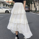 Christmas Gift 2021 New Fashion Temperament Fairy Skirt Gentle Delicate Comfort Cake Skirt Female Solid Vintage Chiffon Skirt Jupe Femme 15632