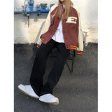 Kukombo Brown Jacket Baseball Bomber Female Men Zip Up Jacket Women Clothing 2022 Harajuku Plus Size Streetwear Outerwear Goth Japanese
