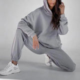 Women's Tracksuit Casual Fleece Two Piece Sets Oversized Hooded Long Sleeve Female Hoodie Suit Winter Sport Pants Ladies Set