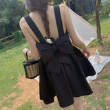 Kukombo 2023 Summer Sexy Tank Dress Women for Party Backless Bowknot Black Hepburn Mini Dresses Sleeveless Korean Vintage Sweet Sundress2