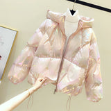 Christmas Gift 2021 New Winter Jacket Women's Parkas Hooded Bread Service Down Cotton Jacket Glossy Parka Warm Padded Cotton Jacket Outwear