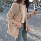 Kukombo Spring Autumn Women's Blazers Pockets Jackets Fashionable Vintage Oversize Elegant Office Lady Tops JK9125