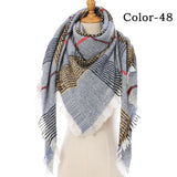 Christmas Gift 2021 New Winter Knitted Scarf Cashmere Pashmina Women Warm Neck Scarves Shawls Plaid Wraps Triangle Stoles Lady Bandana