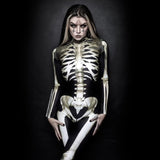 Kukombo Halloween 3D Skull Print Ladies Tight Jumpsuit Horror Cosplay Carnival Party Long Sleeve Fashion Performance Costume 2022