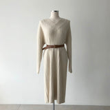 Kukombo 2022 New Autumn Sweater Women Dress Winter Long Sleeve Sweaters Knitted Dresses Womens Loose Maxi Oversize Knitting Robe Vestido