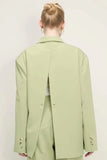 Kukombo Women's Autumn Fashion Grass Green Blazer Ladies Chic Buttoned Top Retro Long Sleeve Lapel Casual Jacket