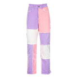 Kukombo Patchwork Straight Women's jeans Baggy Vintage High Waist Boyfriends Mom Denim Distressed Streetwear 2023 Female
