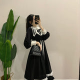 Kukombo  Vintage Lolita Dress Women Black Patchwork Gothic Fairy Midi Dresses Female Elegant Kawaii Princess Korean Party Dress 2022 Fall