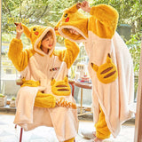 Christmas Gift Cute Warm Thicken Hooded Pajamas Women Autumn and Winter Plush Cartoon Slepwear Set Plus Velvet Male Home Wear Couple Pyjama