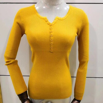 Christmas Gift Yiyiyouni Autumn Winter Basic Ribbed Knitted Sweaters Women Slim Long Sleeve Pullovers Female Casual Knitted Jumper Tops 2021