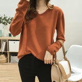 Christmas Gift Solid V-Neck Women Sweater Spring New Autumn Cashmere Sweater Solid Sexy Pullovers Coat Female Casual knitted Sweater