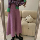 Sweet Pink Vintage Japanese Skirt Women Knit High Waist A Line Soft Casual Elegant Skirts sweater Autumn Winter Fashion Saia
