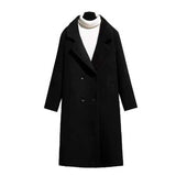 Christmas Gift Woman Long Coat Fahsion Windbreaker Autumn Winter Black Hepburn Woole Overcoat Middle Long Thicke Slim 2021 Korean Women's Coat