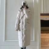 Christmas Gift Winter Women's New Loose Large Size Over The Knee Long Thick Padded Coat Was Thinner Hooded Padded Jacket Woman Parkas