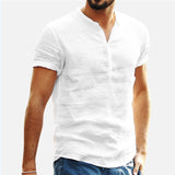 Men Linen Shirts Short Sleeve Breathable Men's Baggy Casual Shirts Slim Fit Solid Cotton Shirts Mens Pullover Tops Blouse