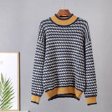 Christmas Gift Hirsionsan Houndstooth Knitted Cashmere Sweaters Women 2021 New Winter Loose Ladies Pullovers Warm Casual Knitwear Jumper