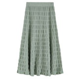 Kukombo Autumn Winter Wrinkled Black Pleated Skirt Women 2021 Korean Style Casual High Waisted A-Line Knitted Skirts Long falda plisada