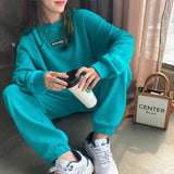 Christmas Gift oversize Hoodie Set women shiny spring autumn loose hooded top two piece set women tracksuits Starry sky sweatshirts female
