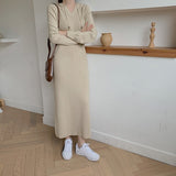 Kukombo New 2022 Autumn Winter Women Dresses V-Neck Hooded Korean Knitting Oversize Elegant Vintage Lady Long Dresses DR6022
