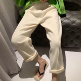 Christmas Gift Y2K 2021 Autumn Winter Women Pants Harem High Waist Wide Legs Warm Knitted Fashionable Ankle-Length Trousers P3168JX