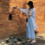 Christmas Gift Shirts Women Solid Loose Femme Fashion Blusas Sun-proof Summer Casual Ulzzang Thin All-match Streetwear Chic Oversize Breathable