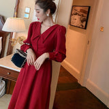 Graduation Gift Big Sale French Vintage Midi Dresses Office Ladies Long Sleeve Retro Black Dress Women Party One Piece Dress Korean Fashion 2023 Autumn K56