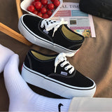 Kukombo Women Platform Canvas Black Sports Shoes Sneakers Flat Rubber Sole Casual Vulcanize Running Trainers Athletic Basket