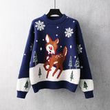 Christmas Gift Sweater new year Christmas snow cartoon cartoon deer top warm commuting red pullover round neck thickened long sleeve sweater
