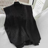 Christmas Gift Sweater Vests Women V-neck Feminine Spring-autumn Casual All-match Pure Color Large Size 3XL Sleeveless Minimalist Knitted Basic