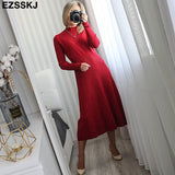 Christmas Gift pure autumn winter bodycon O-neck basic slim A-LINE thick long dress women's dress female basic maix robe dresselegant dress