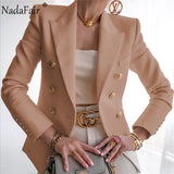Nadafair Solid Slim Autumn Woman Jacket Elegant Single Breasted Work Office Lady Winter Coat 2020 Fashion Outwear Femme Veste