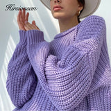 Christmas Gift Hirsionsan Thicken Loose Sweater Women Elegant Autumn Winter Warm Oversized Knitted Pullovers Casual Cashmere Solid Female Tops