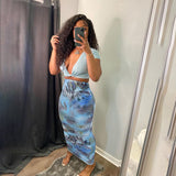 Kukombo Women High Waist Leaf Printed Bodycon Maxi Skirts
