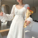 Kukombo  Vintage Fairy Dress Women Elegant Designer Chiffon Dress Long Sleeve French Party Midi Dress Casual Women's Clothing Autumn 2022 k117