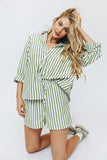 Kukombo Stylish Women's Classic-Fit Long Sleeve Lightweight Button Down Shirt  Vertical Stripes Oversize BF Style Top Blouses