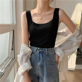 Christmas Gift Vest Female Summer Round Neck Sleeveless Solid Pullover 2021 Korean Style Women's Tops Camisole Crop Top Female Clothing #